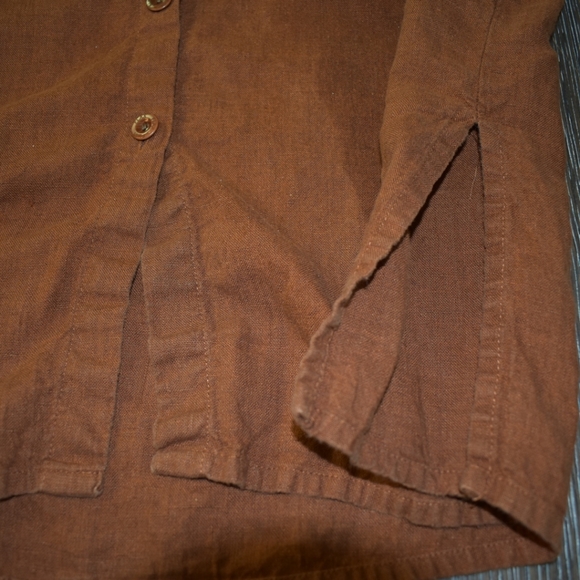Flax maxi linen skirt and top brown button down - Picture 7 of 12